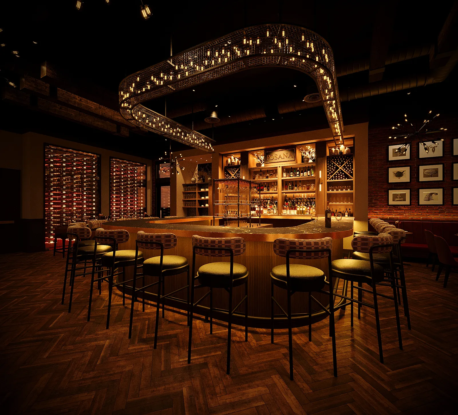 Our render of the oval bar at Posana